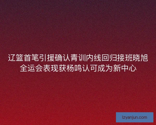 辽篮首笔引援确认青训内线回归接班晓旭全运会表现获杨鸣认可成为新中心