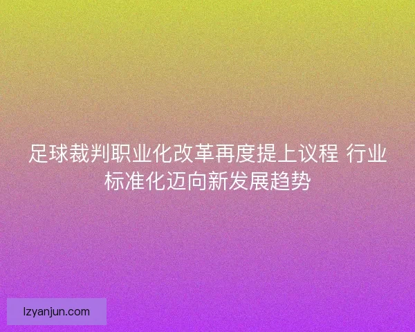 足球裁判职业化改革再度提上议程 行业标准化迈向新发展趋势